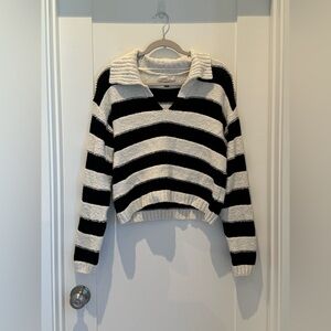 NWOT Universal Thread Black and White Striped Collared Sweater